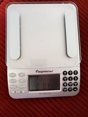 Weight Watchers Vintage White and Silver Digital Kitchen Scale 9" X 6.5"